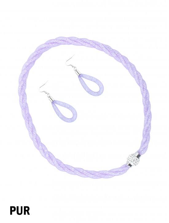 SPARKLE TWIST TUBE NECKLACE & EARRING SET